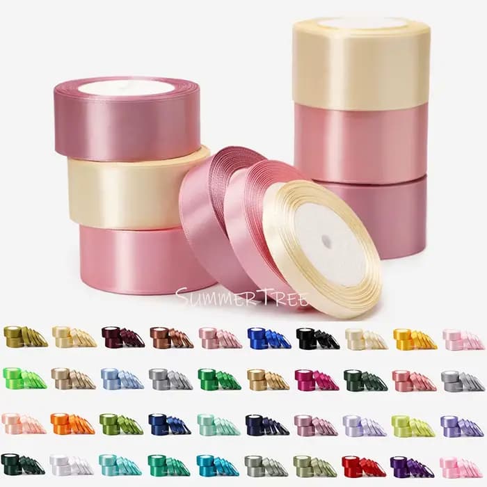 Ruban de satin 25yards 6mm - 50mm, ceinture d'emballage cadeau, nœud fait à la main, bricolage artisanal Halloween, noël, mariage, fête d'anniversaire, décoration