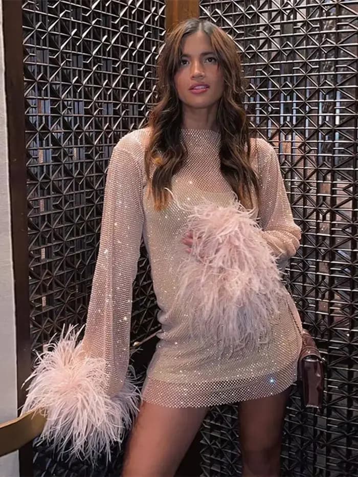Robe transparente Sexy pour femmes tenue de Club Flash résille robes Elegantes Para Mujer à manches longues robes de soirée Robe Femme