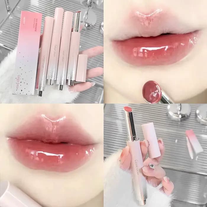 Gelée solide brillant à lèvres mignon miroir hydratant rouge marron