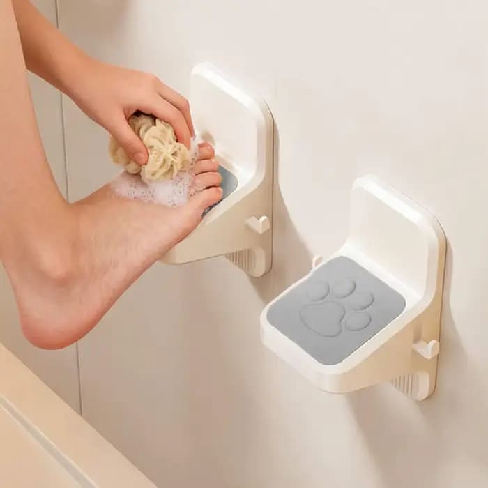 Repose-pieds de douche sans perçage avec crochets, idéal pour le rasage des jambes, pour salle de bain, toilettes, baignoire, spa, maison, salle de sport, piscine