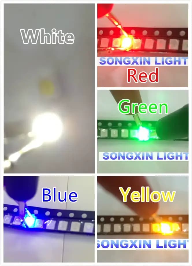 100 pcs/Lot 3528 1210 Diode SMD LED Diodo Kit vert rouge blanc chaud glace bleu jaune rose violet-UV Orange Rgb
