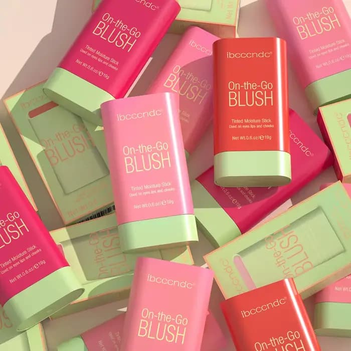 Maquillage fonctionnel Blush Stick couleur facile Rouge fard à joues crème imperméable rendu des couleurs élevé éclaircissant le teint de la peau chaud