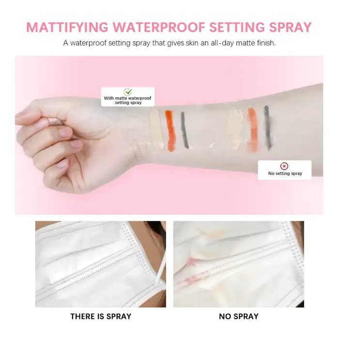 Spray de réglage imperméable et mat