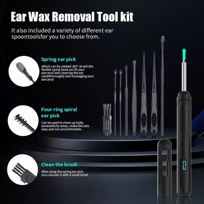Nettoyeur d'oreille avec caméra, ensemble de bâtons d'oreille HD, Otoscope, chargement USB C, Endoscope, outil d'élimination de la cire, cure-oreille, ensemble de nettoyage d'oreille NK3 Pro