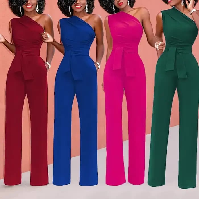 Combinaison pour femmes, col incliné, haut court, pantalon droit, ceinture, Sexy, sans manches, pantalon ample, élégant, charmant, combishort, 2024