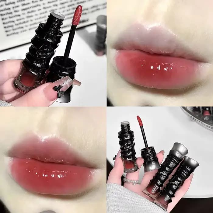 Gloss à lèvres rouge foncé style punk