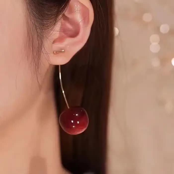Y2K-Boucles d'Oreilles Mignonnes, Petites, Fraîches, Douces, Belles, Cerises, Pendentif Fruit, Rouge, Aucune, Breloque, Bijoux, Cadeaux, ix