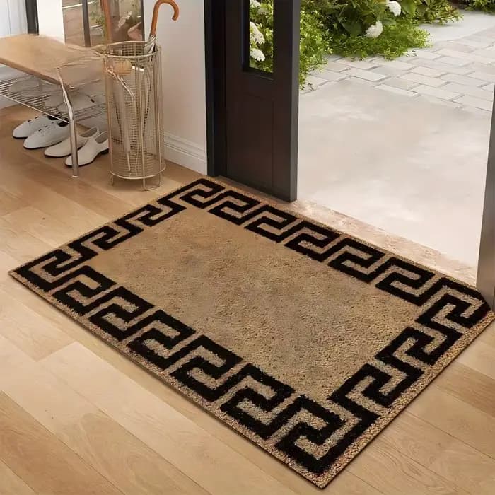 Paillasson à motif grec, un tapis d'entrée minimaliste pour la maison, adapté aux salons, chambres, bureaux, tables basses et hôtels