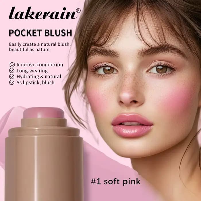 Lakerain 3in1 joue lèvres teinté hydraté Blush bâton imperméable facile couleur Rouge soyeux lisse fard à joues crème mat Contour maquillage