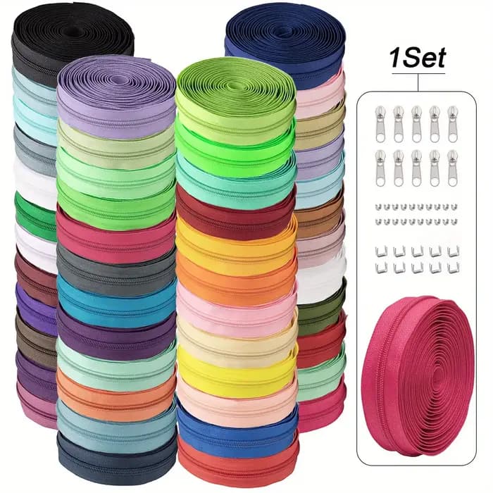 1SET, 50 couleurs peuvent être sélectionnés, 5 # fermeture éclair en nylon. Convient pour le bricolage, comme vêtements, sacs, textiles pour la maison, etc.