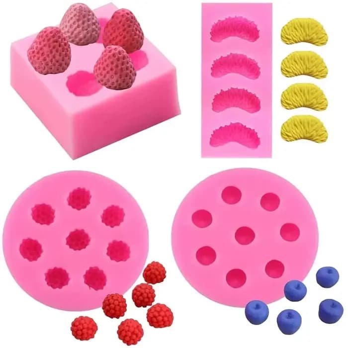 Moule à bougie 3D en silicone Mini Harvey, baie de framboise, segment érine plus riche, fruits har ant, bougie de Regina, moules de fonte d'avertissement de mûrier