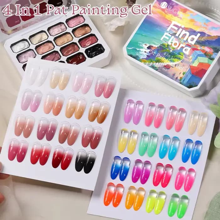 UR SUGAR 4 en 1, 16 couleurs, gel de peinture pour dégradé, estampage, dessin de motifs, UV/LED, palette de gel pour dégradé