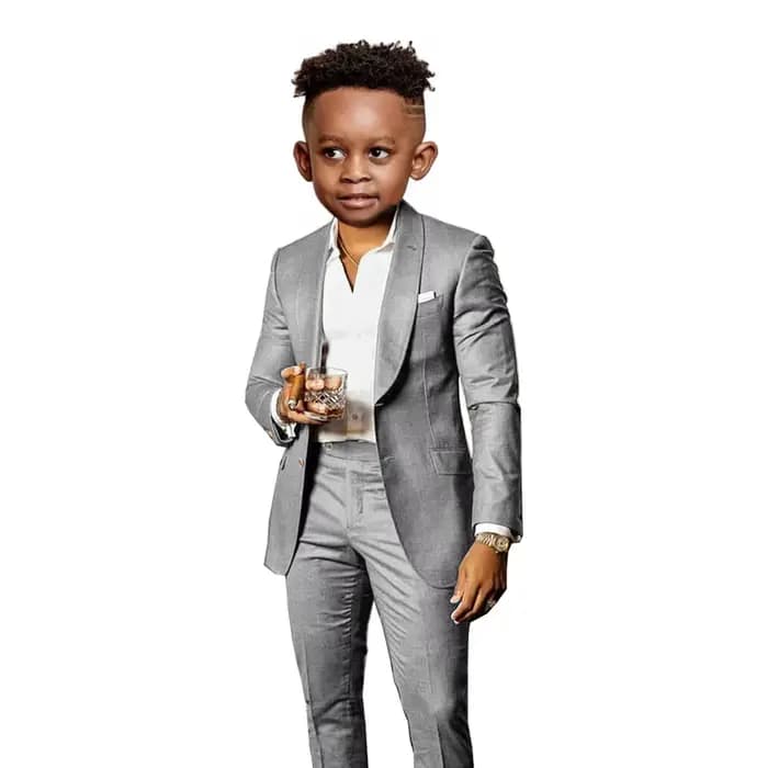 Costume marron pour garçons, 2 pièces, veste, pantalon, col châle, smoking de mariage, vêtements pour enfants, robes formelles de fête à la mode