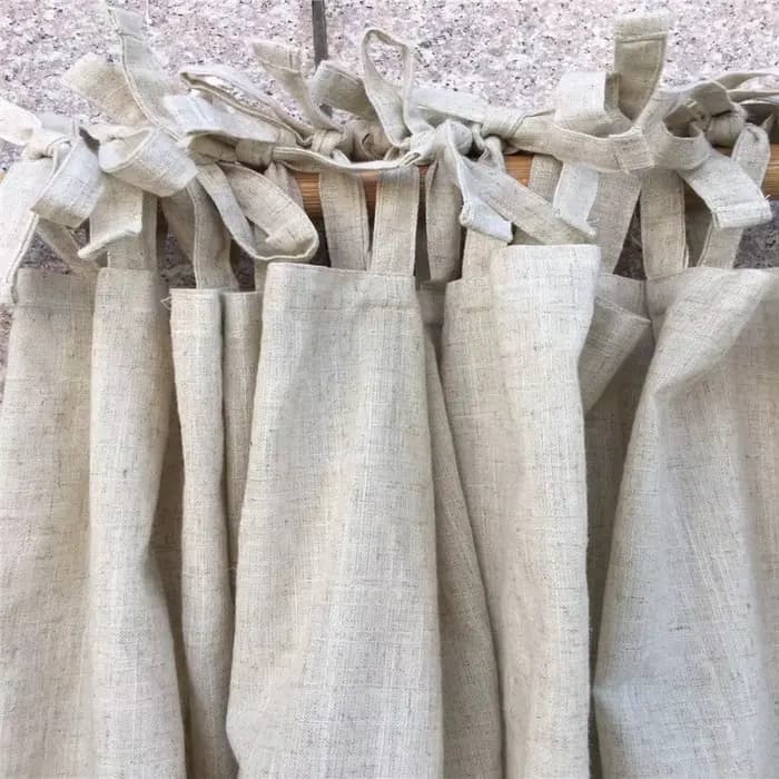 Rideaux semi-lackout en lin naturel, rideaux de fenêtre en coton écologique pour salon, café, rideau court de cuisine, dessus à attaches