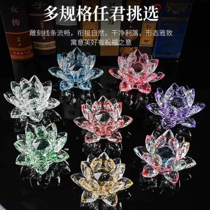 Figurine de fleur de Lotus en cristal, 80mm, réflexion Feng Shui, décoration de maison, Collection artisanale en verre, ornements de Table, Souvenir