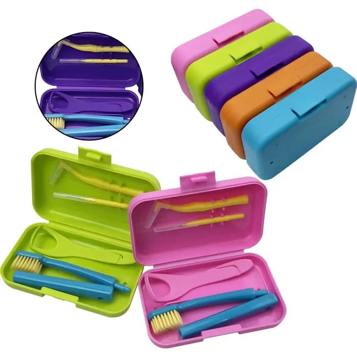Livres buccaux-Analyste de soins avec brosse à dents, brosse interdentaire, grattoir à langue, boîte portable, outils d'hygiène buccale orthodontique, chaud
