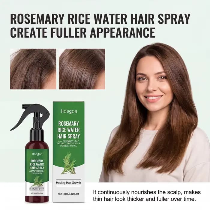 Spray de croissance capillaire à la menthe poivrée et à l'eau de riz, traitement hydratant doux pour le cuir chevelu, réparation des racines capillaires, renforcement des cheveux abîmés