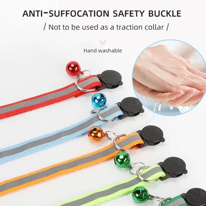 ROJECO Collier réglable avec clochette pour animal de compagnie, accessoire coloré de sécurité nocturne pour chat et chaton