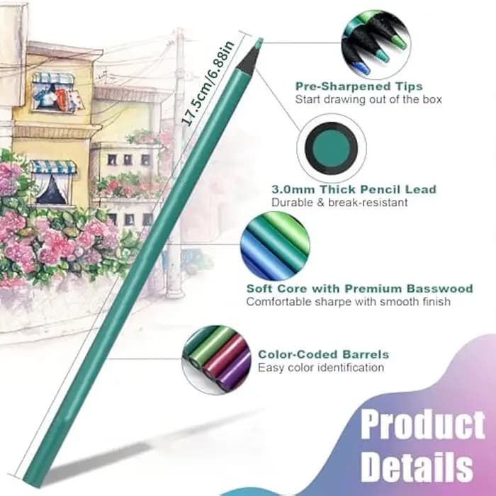 Crayons de couleur métalliques, 12 couleurs, pour dessin, croquis, fournitures d'art professionnelles, coloriage, peinture DIY, peinture à domicile, graffiti