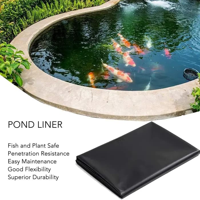 Revêtement d'étang PE noir, doublure d'étang noir, pour cascade, étangs à poissons, fontaine de jardin