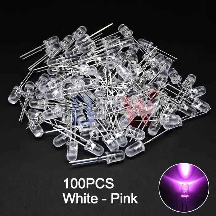 100 PCS/LOT 5mm Diode LED F5 Kit assorti IBUW blanc vert rouge bleu jaune Orange rose violet blanc chaud bricolage Diode électroluminescente