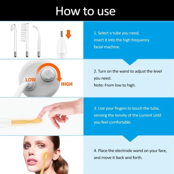 Appareil facial haute fréquence avec électrode en verre pour le traitement des rides et les soins du visage