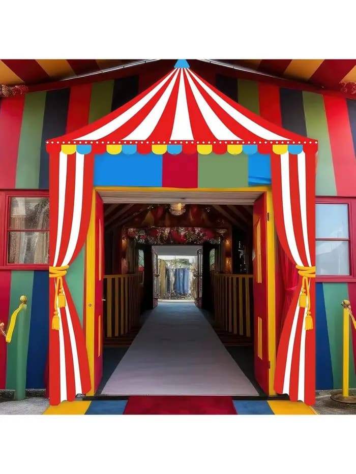 Bannière de fond de scène de cirque pour fête d'anniversaire, décoration de fête, toile de fond photographique pour soirée de cirque