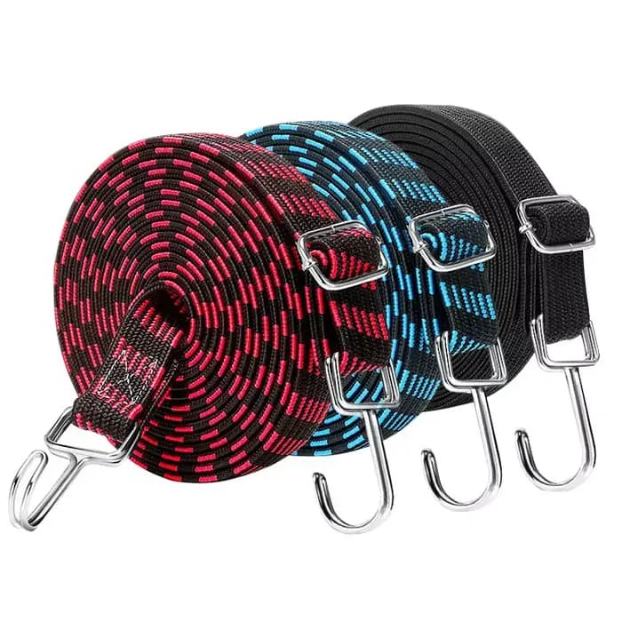 Crochets de corde de bagages en caoutchouc élastiques pour moto, attache de corde de vélo, sangle de porte-bagages automatique, crochet à bande fixe, accessoires de voiture