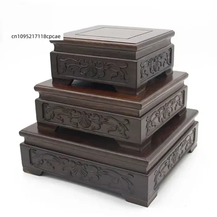 Socle en bois massif pour vase, cristal, pierre et objets de collection, support de présentation carré en bois pour la décoration de la maison