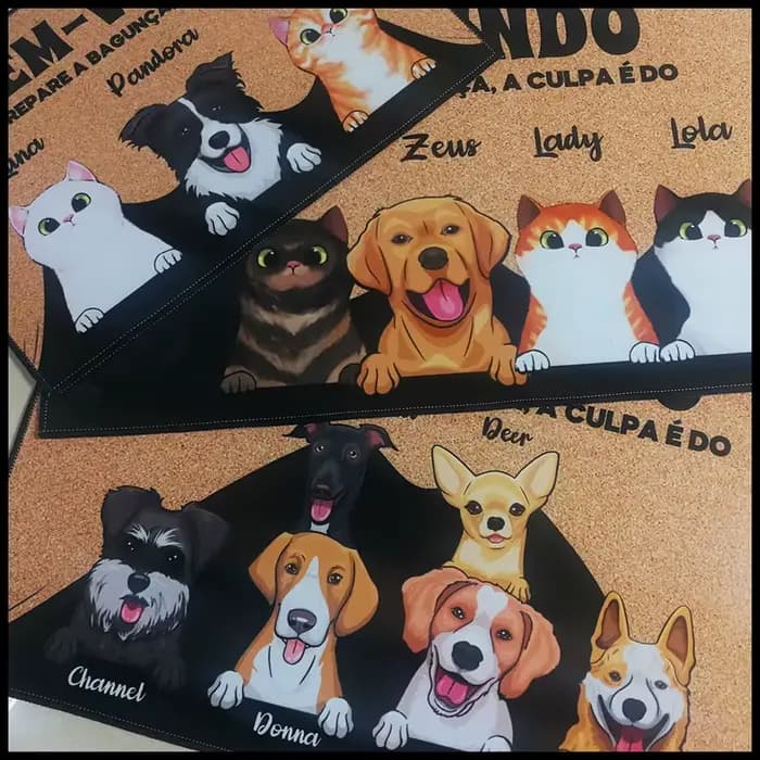 Paillasson personnalisé avec nom de chien et de chat, bienvenue à notre maison, tapis de sol personnalisé, toutes couleurs, tous les logos, accessoire de décoration pour la maison