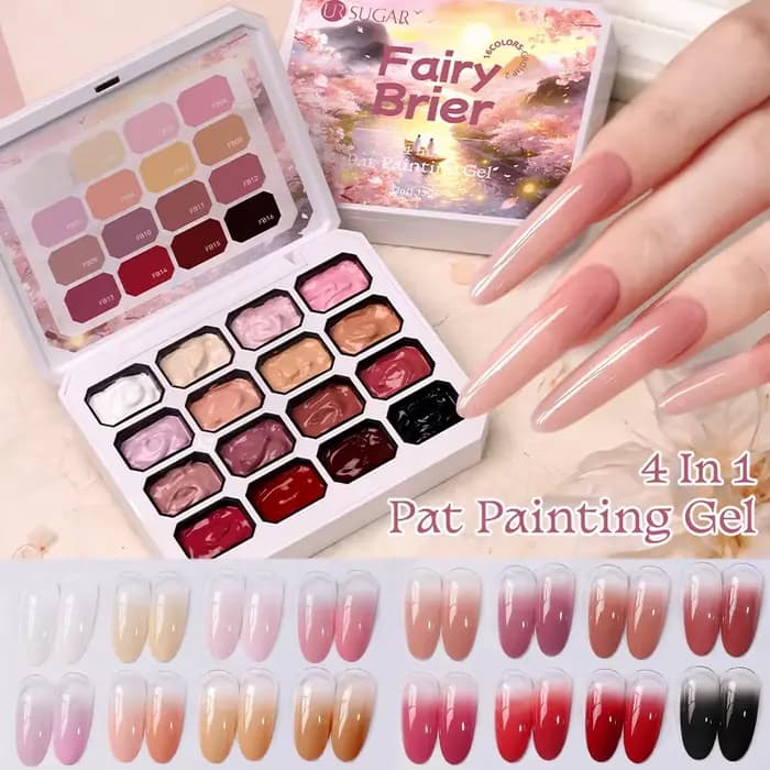 UR SUGAR 4 en 1, 16 couleurs, gel de peinture pour dégradé, estampage, dessin de motifs, UV/LED, palette de gel pour dégradé