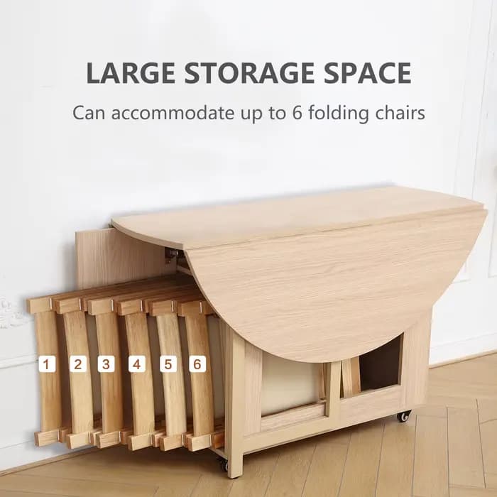 Table à manger ronde pliante avec chaises pliantes, meubles mobiles multifonctionnels, mode