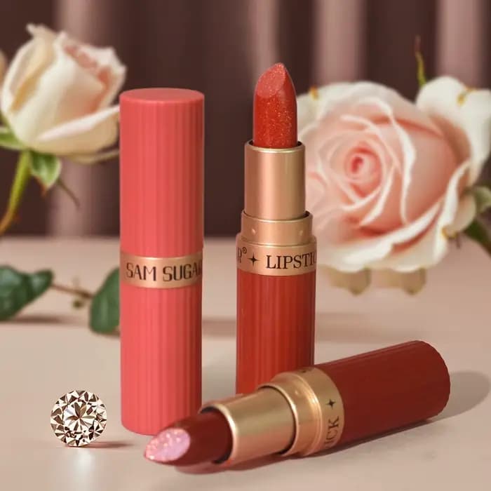 Rouge à lèvres luxueux à paillettes métalliques