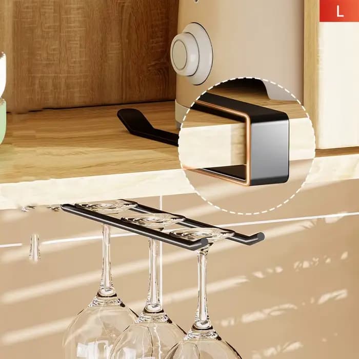 HeMu – support de rangement de cuisine sous l'armoire, sans perçage, support à gobelets suspendu, support multifonctionnel pour verres à vin rouge