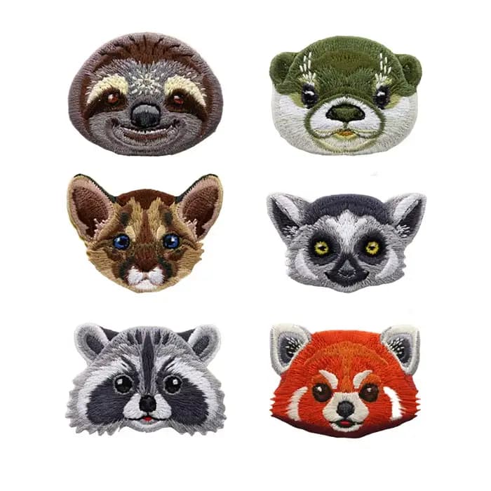 Patchs brodés thermocollants sur le thème des animaux de la forêt tropicale : Pandas rouges, ratons laveurs, avatars animaux, autocollants brodés pour vêtements DIY