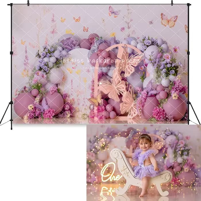 Papillon jardin gâteau Samsh décors enfants bébé photographie enfant Photocall printemps ballons floraux nœuds papillon Style arrière-plans