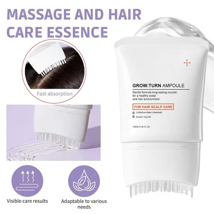 Sérum pour le soin du cuir chevelu avec brosse massante intégrée, traitement nourrissant, favorise la croissance des cheveux et réduit la perte de cheveux, répare les cheveux abîmés
