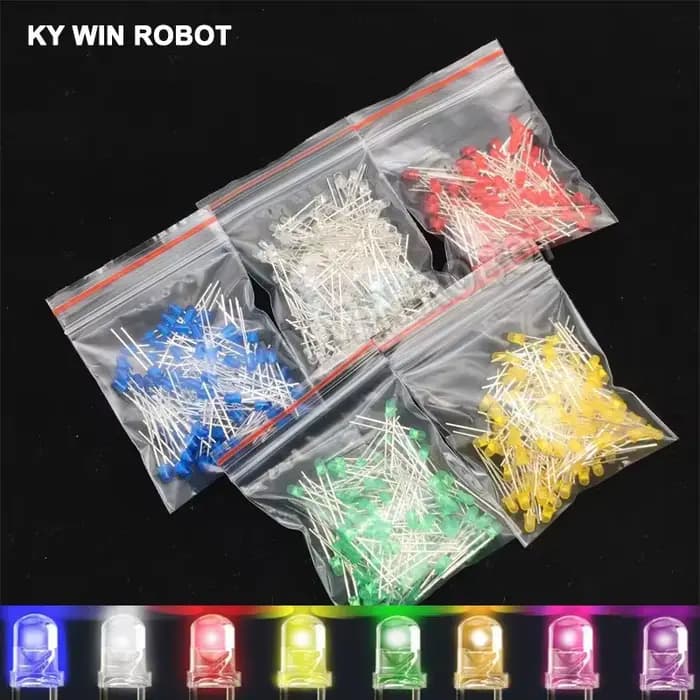 100 pièces 3mm Diode LED 3 mm Kit assorti blanc vert rouge bleu jaune Orange rose violet blanc chaud bricolage Diodes électroluminescentes