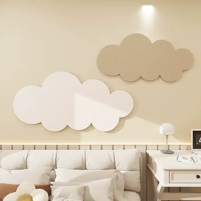 Panneau de fond mural Photo nuage Simple, autocollant mural en feutre, décoration d'exposition, tableau d'affichage pour chambre d'enfant, affichage d'œuvres d'art
