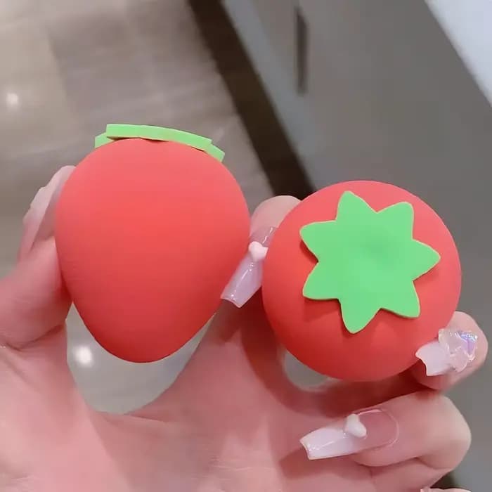 4 pièces en forme de fruit doux maquillage poudre bouffée