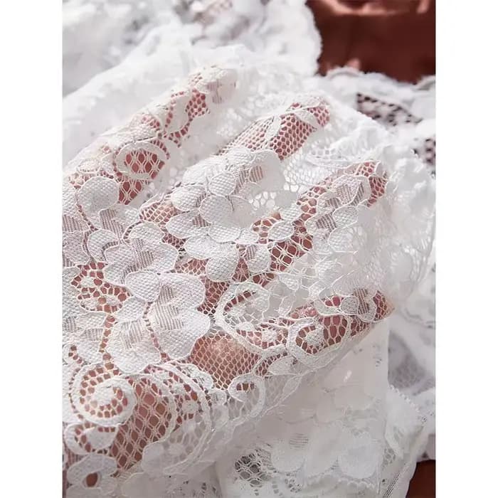 Chemise de nuit en Tulle blanc Transparent, col licou, vêtements de maison pour femmes, ensemble pyjama avec culotte, grande taille, robe courbe, Lingerie chaude pour adultes