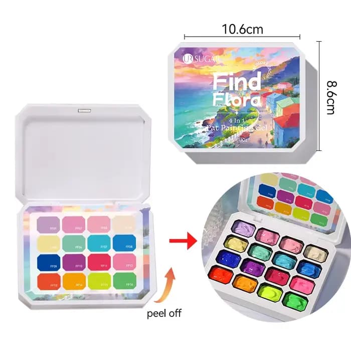 UR SUGAR 4 en 1, 16 couleurs, gel de peinture pour dégradé, estampage, dessin de motifs, UV/LED, palette de gel pour dégradé