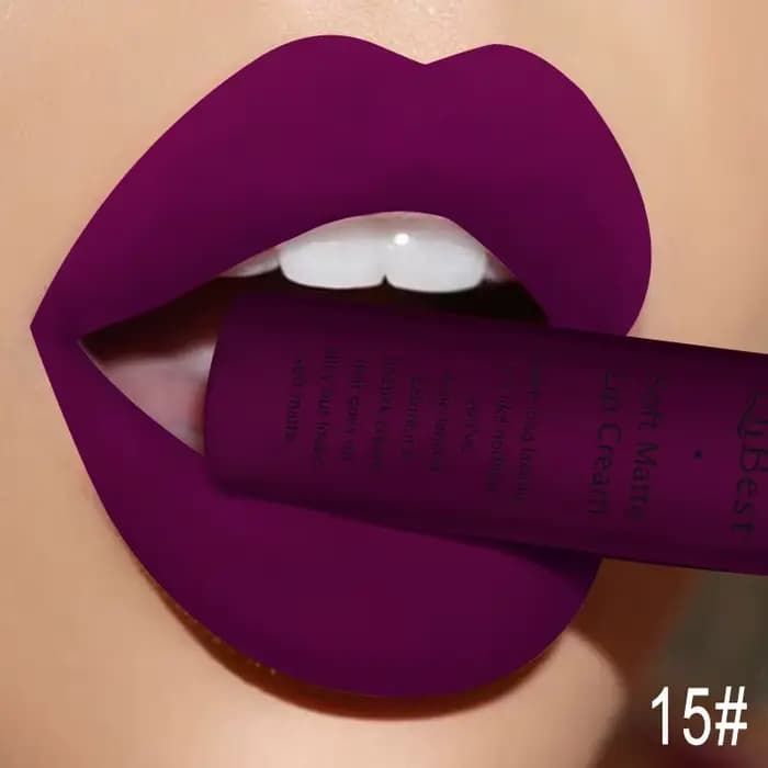 QIBEST Sexy velours mat brillant à lèvres liquide rouge