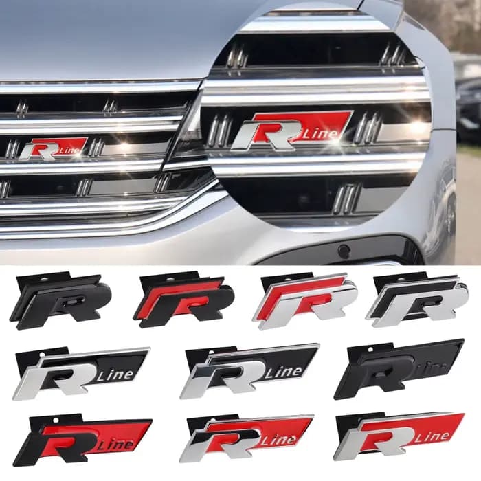 Emblème de calandre avant de voiture, autocollant métallique, badge de décoration de coffre pour Volkswagen VW R RLine Touareg MK4 Passat Caddy GTI Polo 4Motion