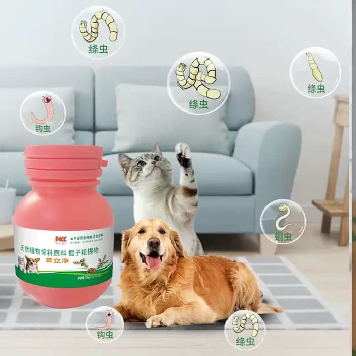 Soins doux pour parasites internes et externes, vers ronds, nematodes, vers de narguilage, puces et tiques chez les chats et les chiens