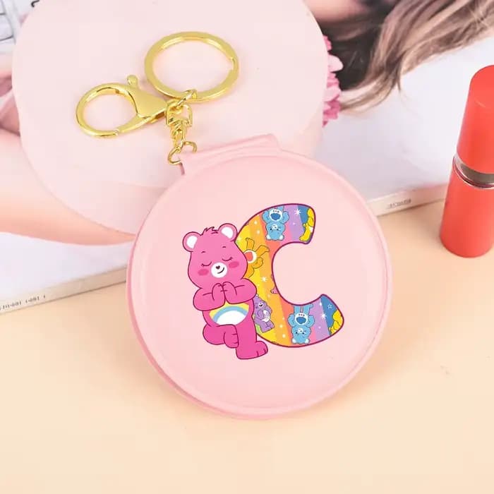 Miroir de maquillage pour femme Cute Care Bears, miroir rond pliable avec inscription Kawaii, miroir de voyage portable pour femmes, miroir de maquillage de dessin animé