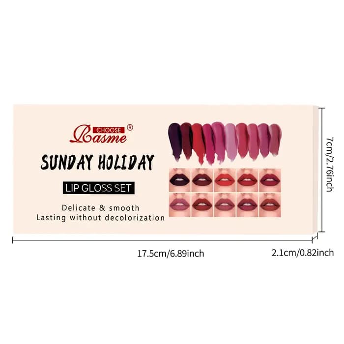 Lot de 10 rouges à lèvres velours : gloss imperméable et longue tenue