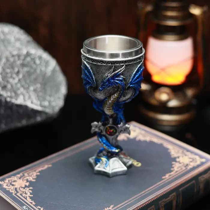 Gobelet médiéval en acier inoxydable, série Dragon Cross Sword, résine incrustée, peint à la main, créatif, fête, verre à vin comme cadeau pour frites