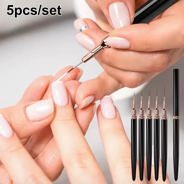 # Lot de 5 pinceaux professionnels pour nail art, pour la création de motifs et la peinture, pinceaux liner pour gel, pour ongles 7/9/11/15/20mm.