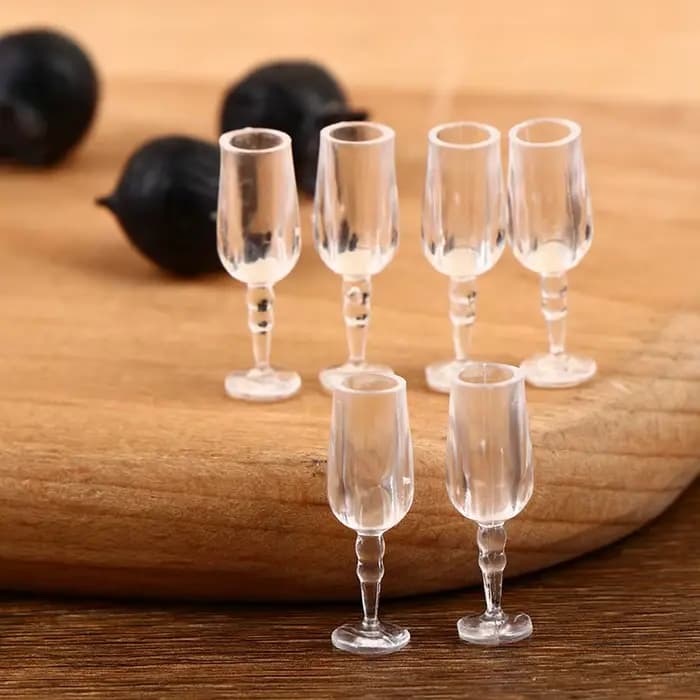 Gobelets pour maison de poupée, verres à vin rouge/jus pour la cuisine, 6 pièces